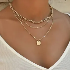 Vintage necklace on neck Gold chain