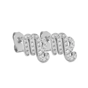 Virgo Earrings with CZ Stones - Silver