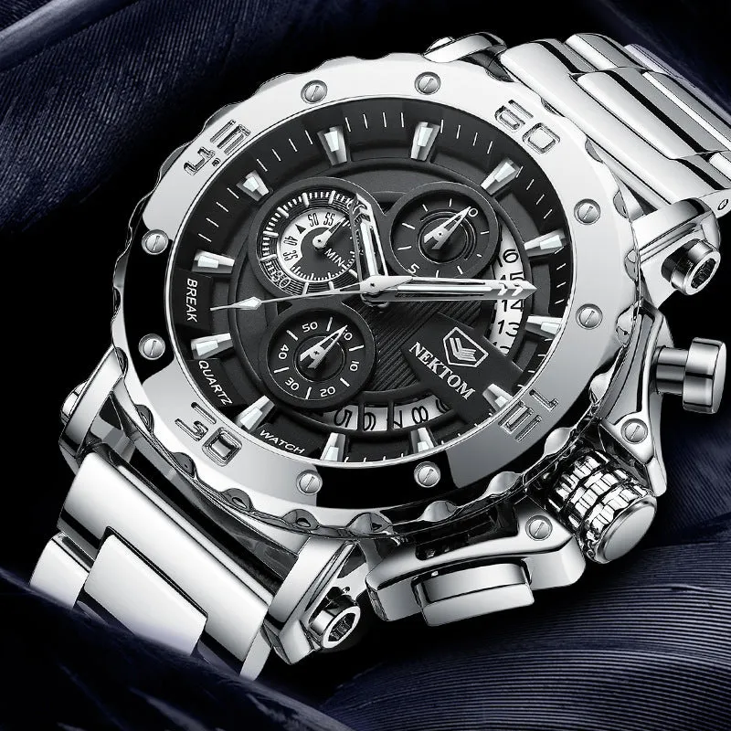 Watch Men's Thick Steel Belt Trend Quartz Watch Waterproof Luminous