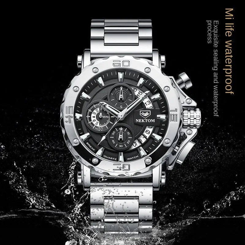 Watch Men's Thick Steel Belt Trend Quartz Watch Waterproof Luminous