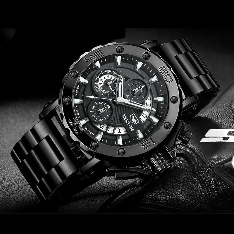 Watch Men's Thick Steel Belt Trend Quartz Watch Waterproof Luminous