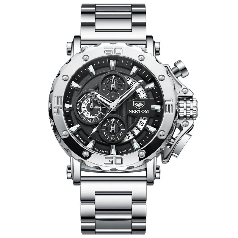 Watch Men's Thick Steel Belt Trend Quartz Watch Waterproof Luminous