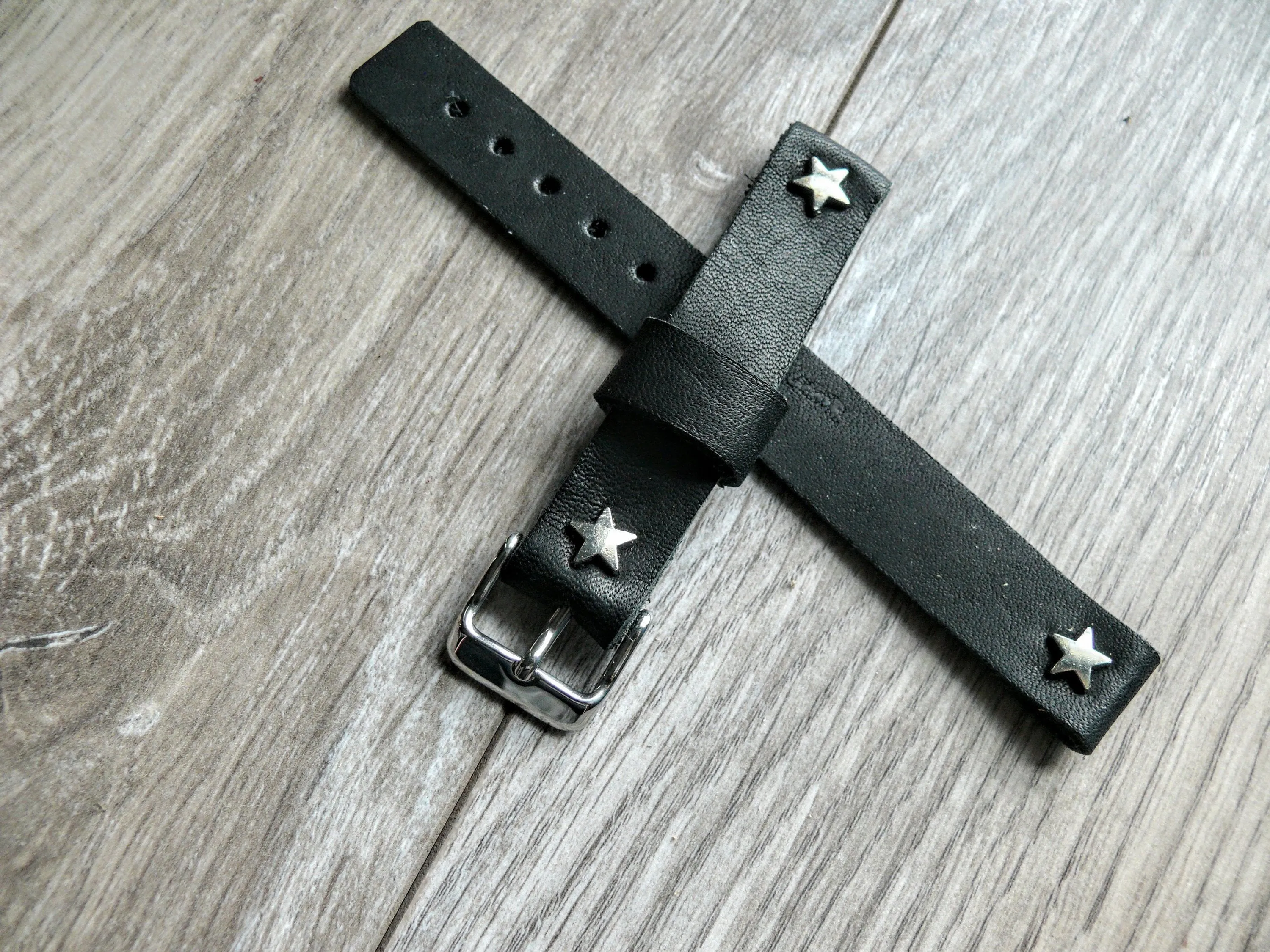 Woman's Black leather watch band | Wickett & Craig leather | 16 mm strap Star