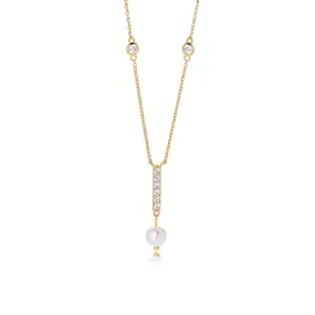 Zirconia Tassel Pearl Pendant Necklace